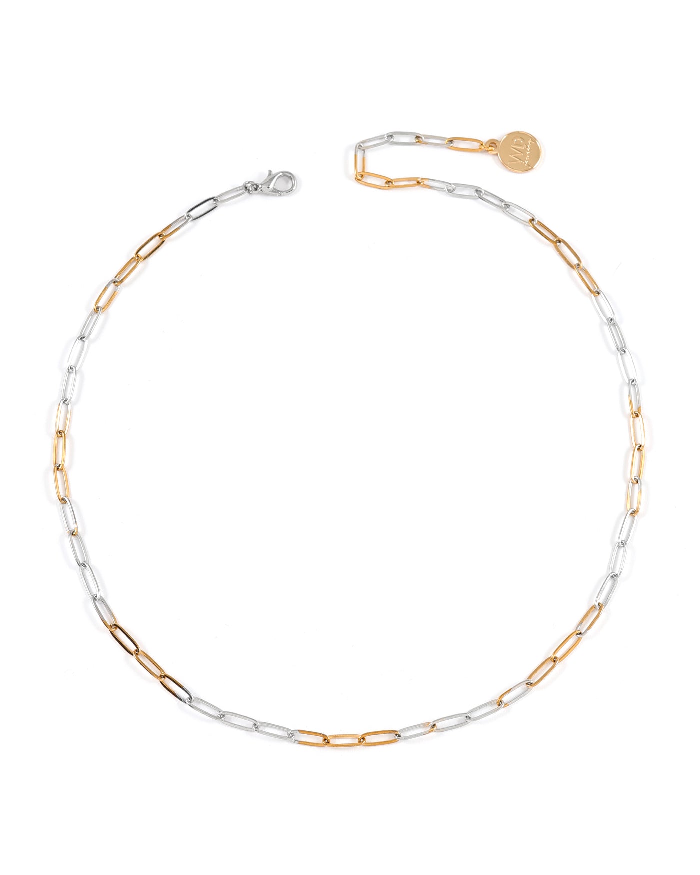 Fusion | Two-Tone Paperclip Chain Necklace | wellDunn jewelry