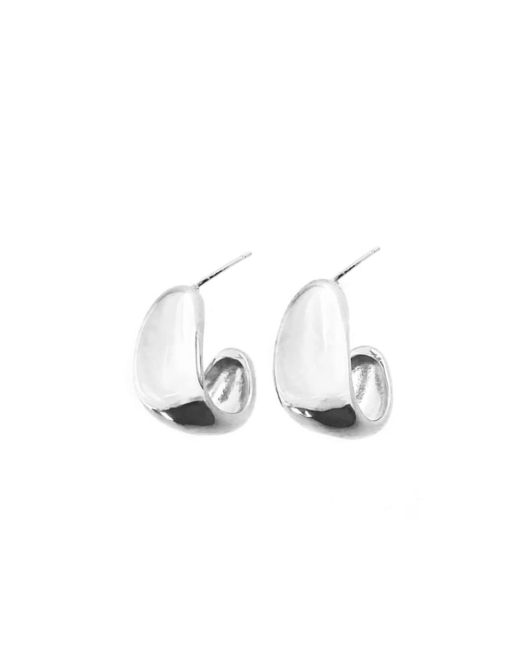 Cresson, Silver Croissant hoop earrings