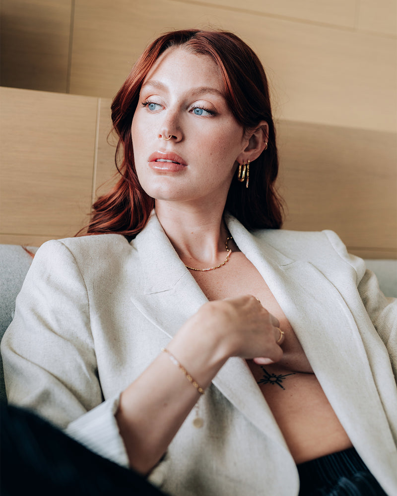 Drop | Gold Chain And Stones Earrings