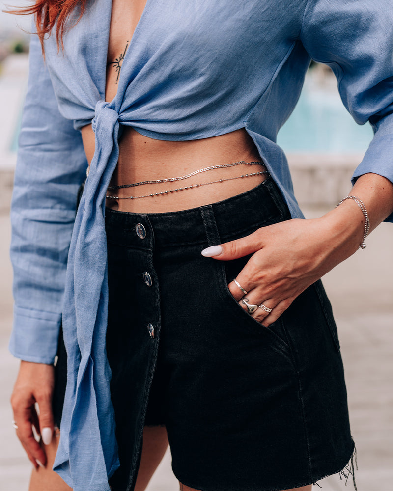 Raquel | Silver Flat Links Belly Chain