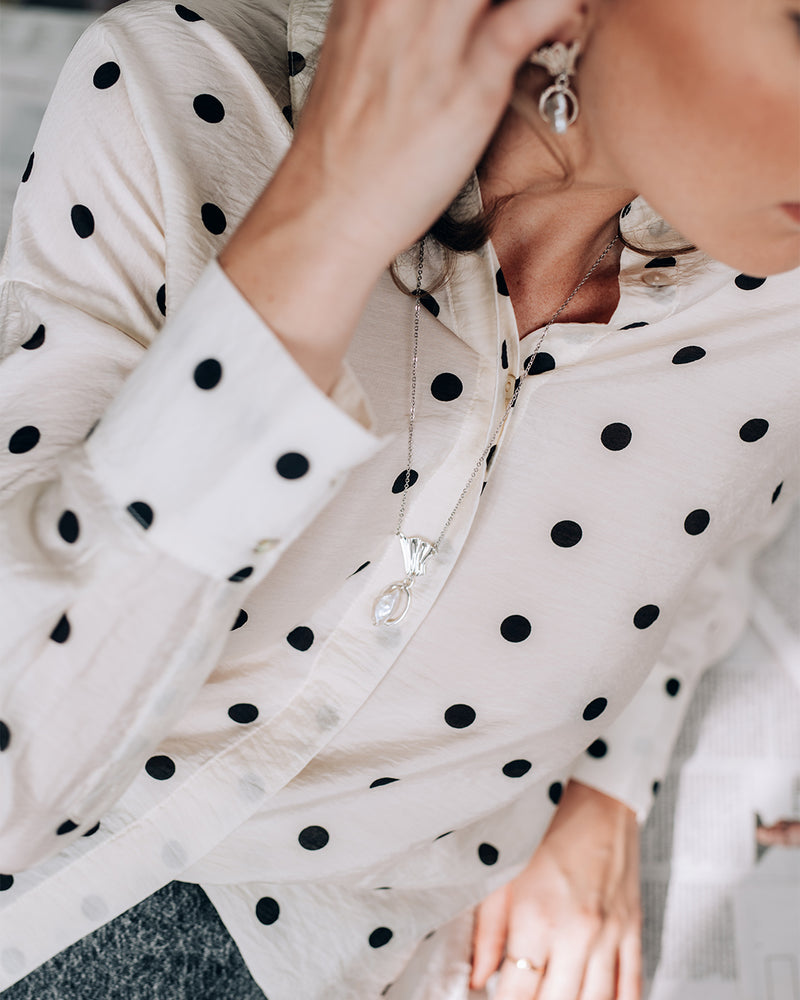 Nicole | Silver Baroque Pearl Long Necklace