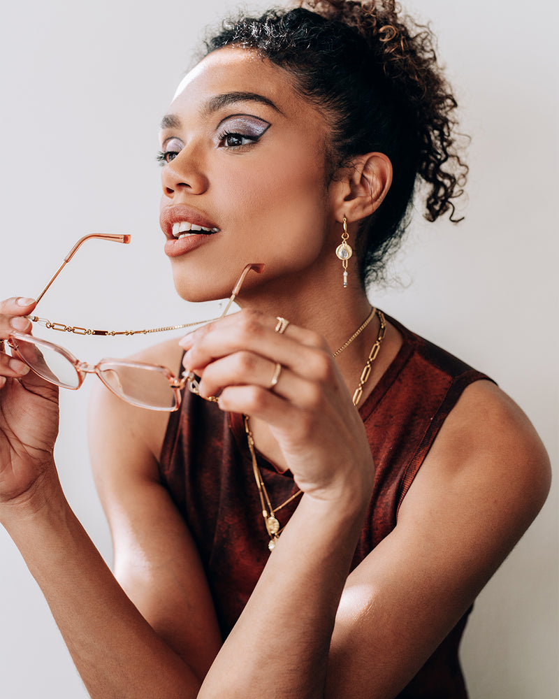 Renaud | Gold Hoops And Crystals Earrings