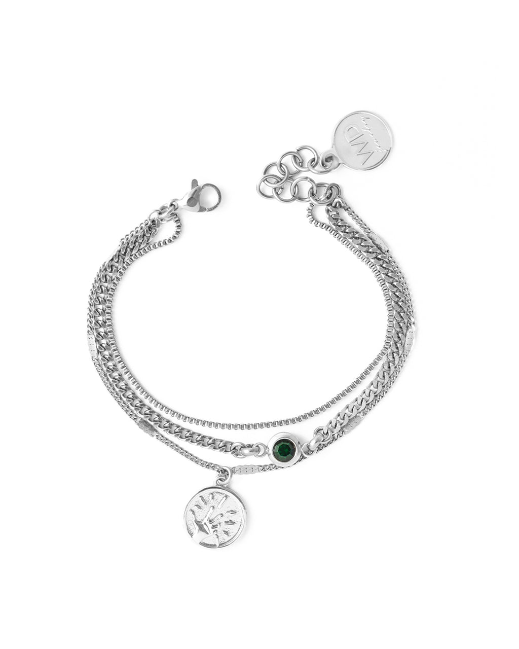 Beryl | Silver Multi-Strands Charm Bracelet