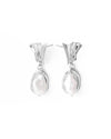 Estelle | Silver Ribbed Oval Hoop Earrings