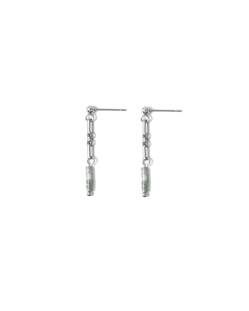 Drop | Silver Chain And Stones Earrings