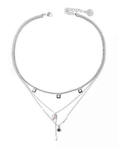 Grigri | Silver Long Crystal Necklace