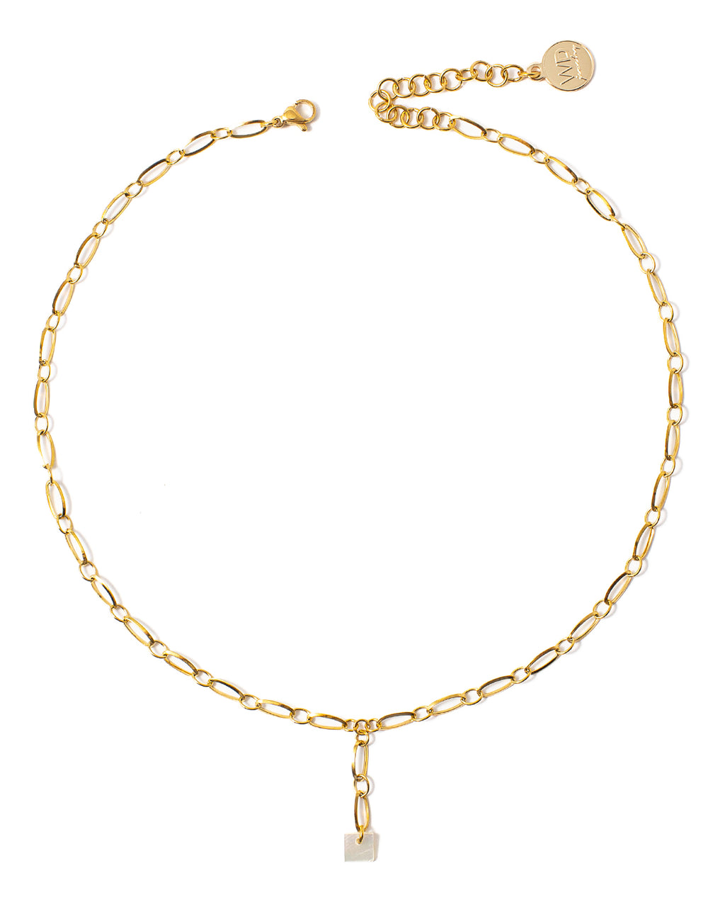 Nerite | Gold Lariat With Shell Paillette Necklace