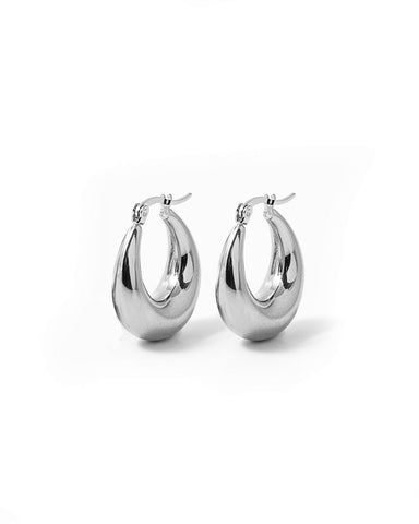 Cubano | Silver Curb chain hoop earrings