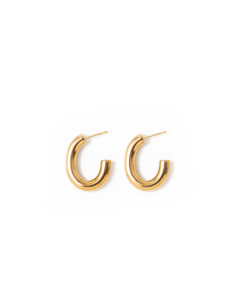 Pipe | Gold Chunky Oval Hoop Earrings