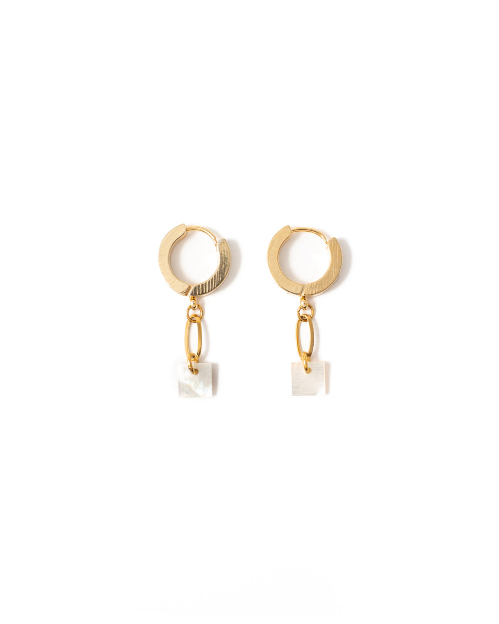 Plaza | Gold Shell Paillette And Flat Hoop Earrings
