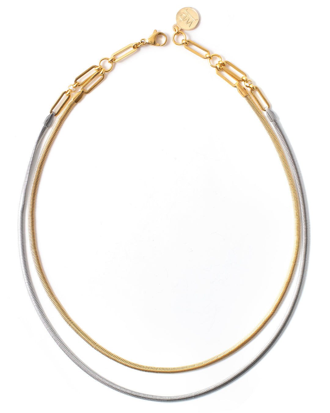 Rattle | Two-Tone Layered Snake Chains Necklace | wellDunn jewelry