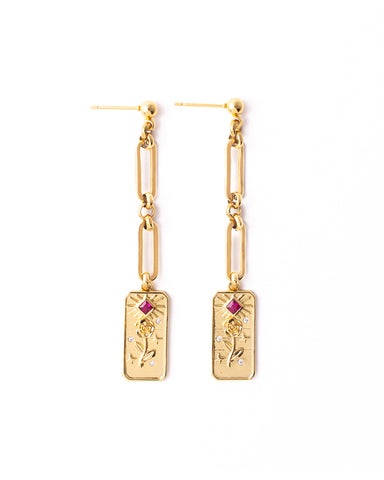 Sylvia | Gold Hammered Pendant Earrings