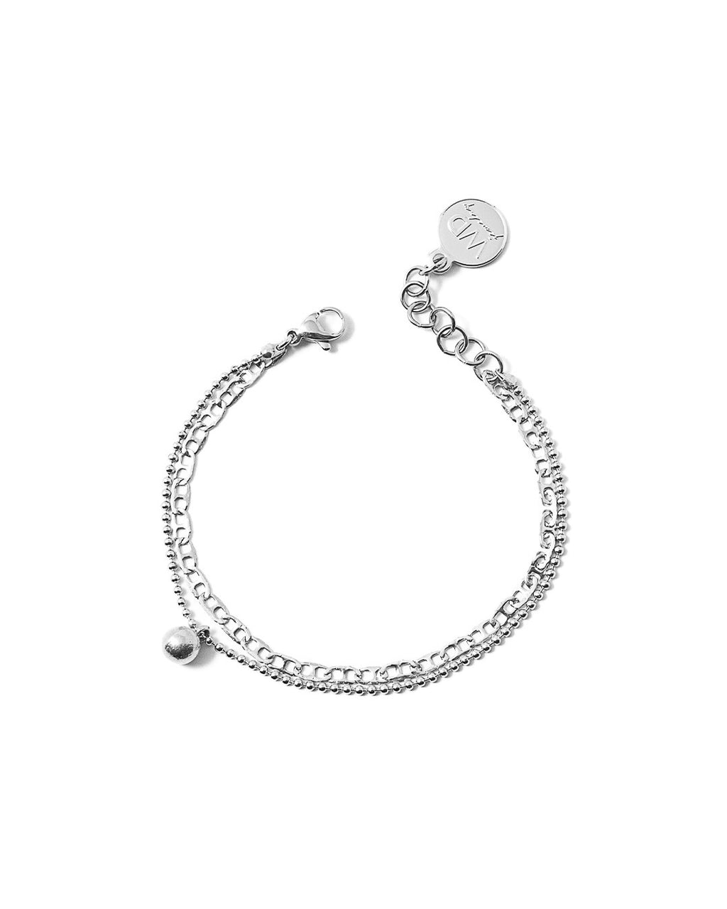 Ryan | Silver Bead And Chain Bracelet