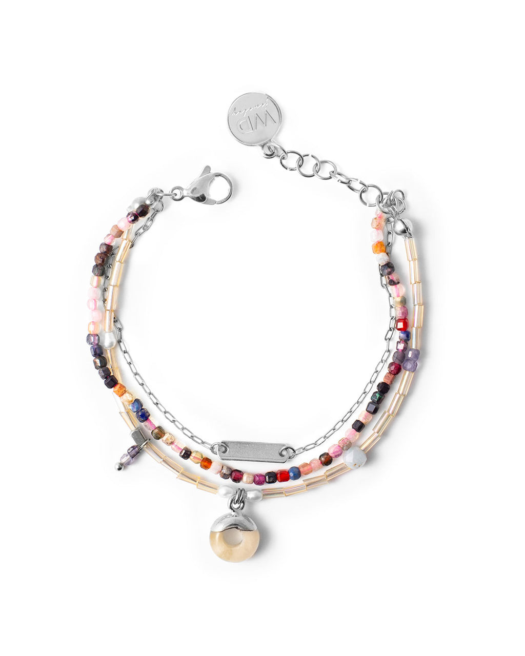Sixteen | Silver Multi-Strands Stones Bracelet