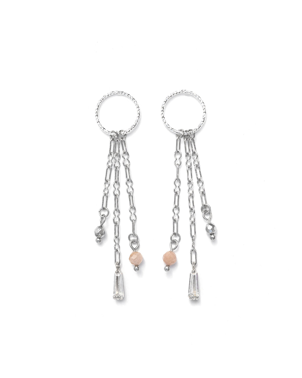 Charlie | Silver Hoop & Stones Earrings