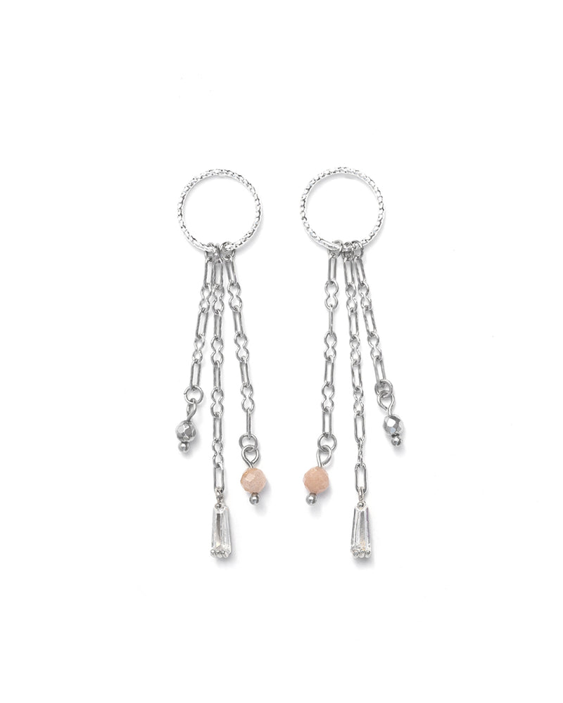 Charlie | Silver Hoop & Stones Earrings