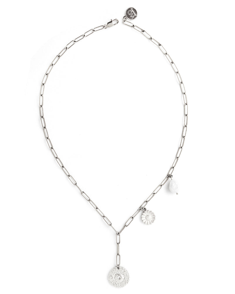 Botani | Silver Medallions And Pearl Necklace