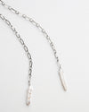 Mendez | Silver Long Pearl Lariat Necklace