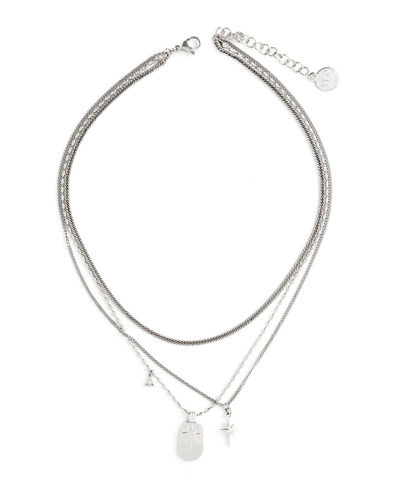 Paola | Silver Short Layered Star Necklace