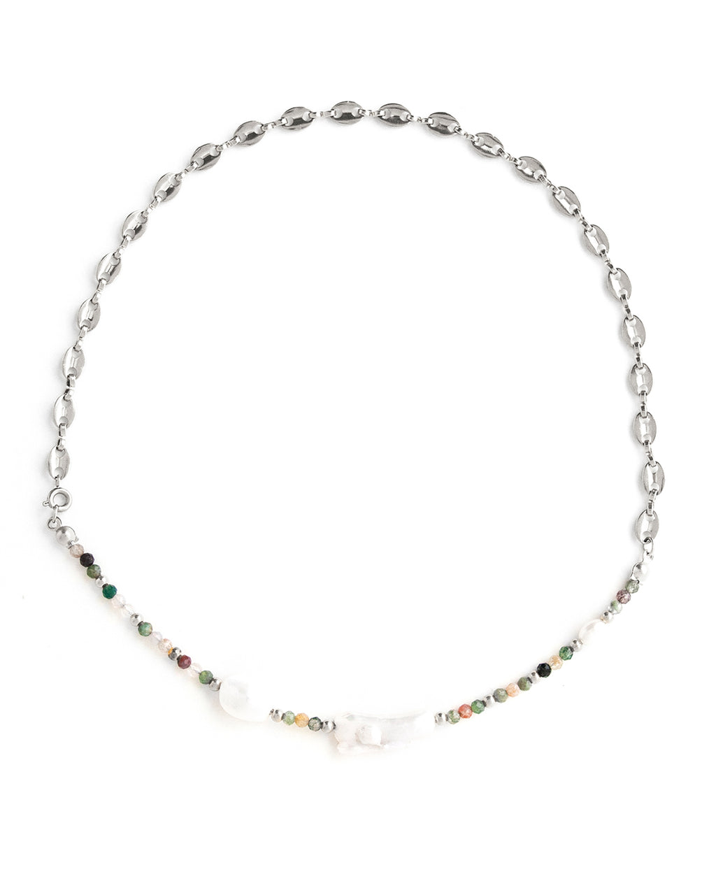 Verger | Silver Stones And Pearls Necklace