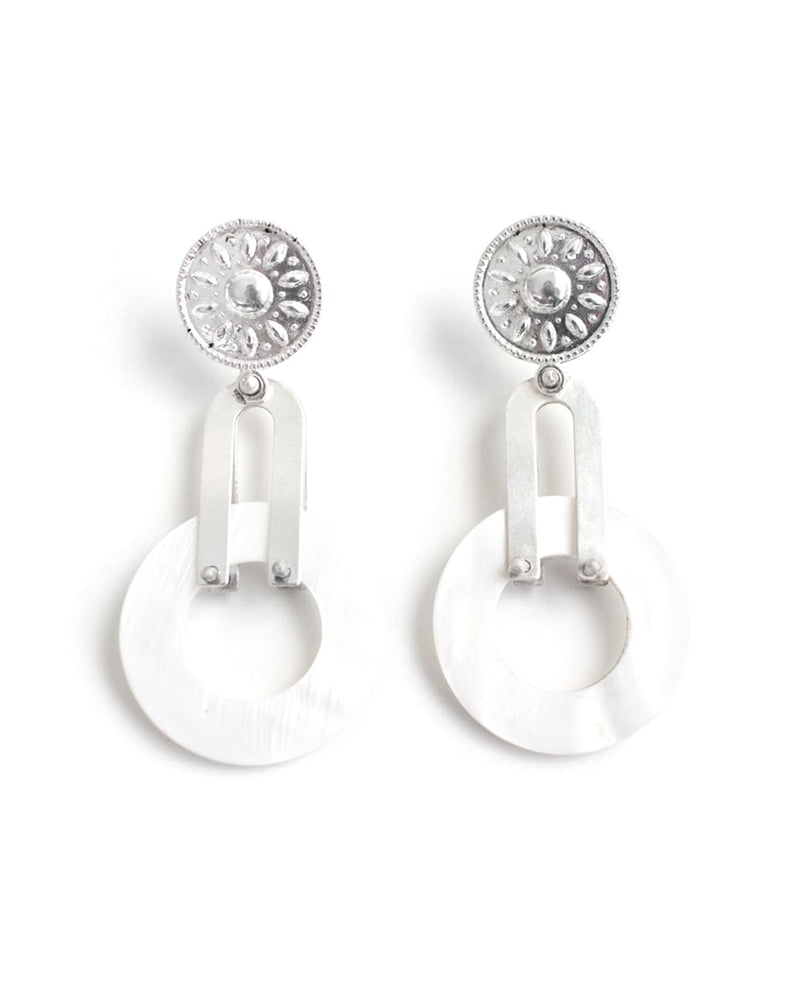 Akumal | Silver Nacre Statement Earrings