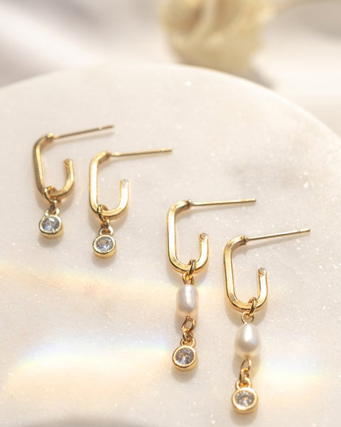 Jones | Gold Crystal Hoop Earrings | wellDunn jewelry