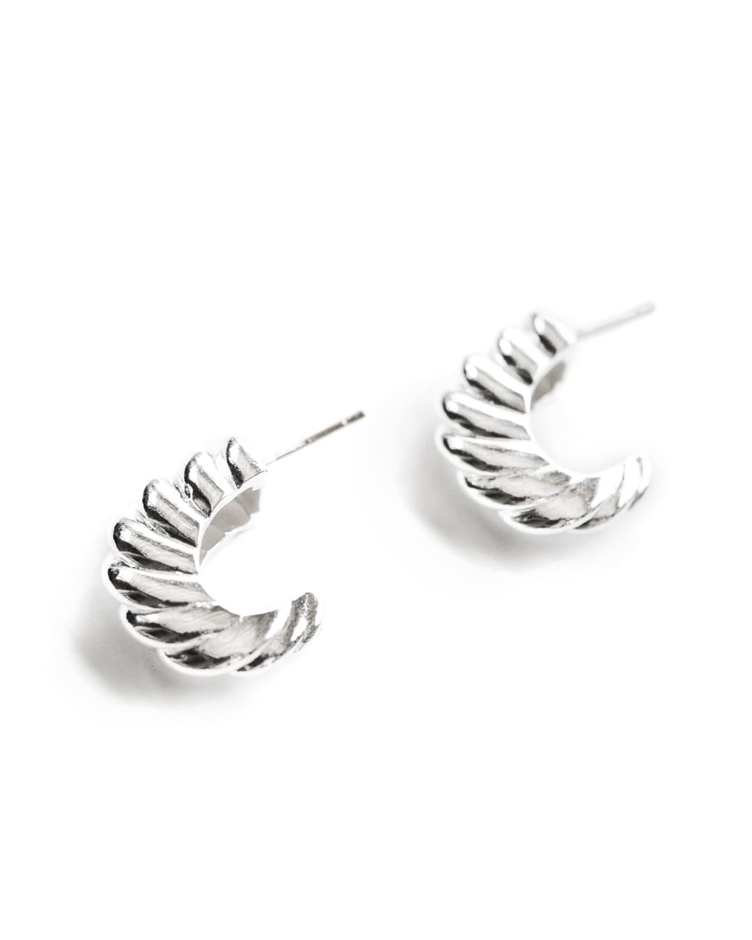 Cresson, Silver Croissant hoop earrings