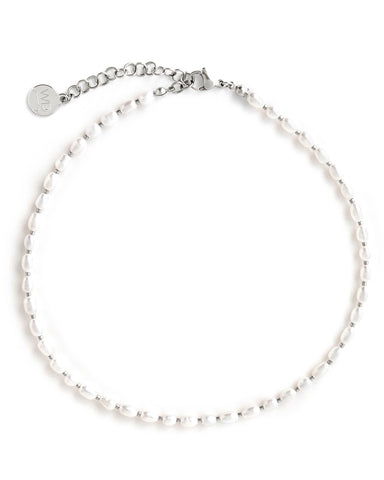 Bridget | Silver Pearl Choker Necklace
