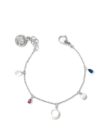 Satin | Silver Multi-Strand Charm Bracelet
