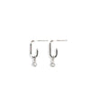 Catherine | Silver Pearl Crystal Hoop Earrings