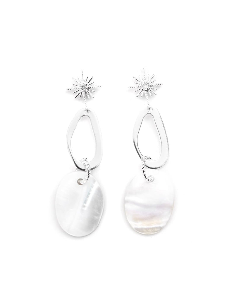 Milky | Silver Starburst Pendant Earrings