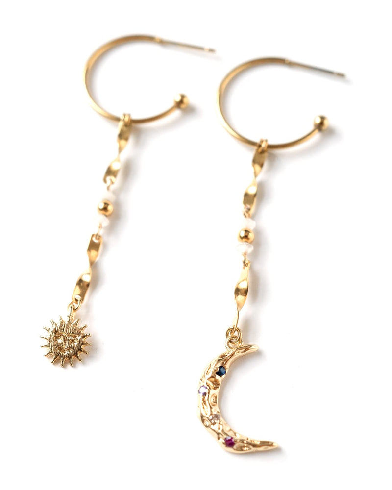 Minuit | Gold Sun & Moon Earrings