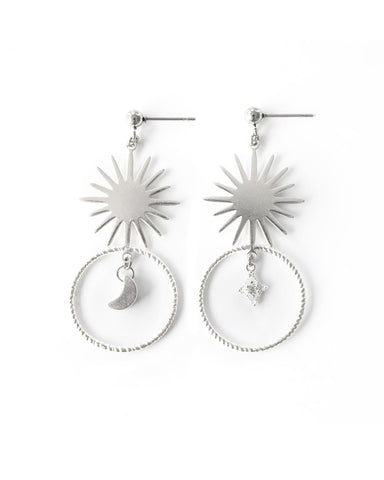 Chivor | Silver Stone And Pearl Long Earrings