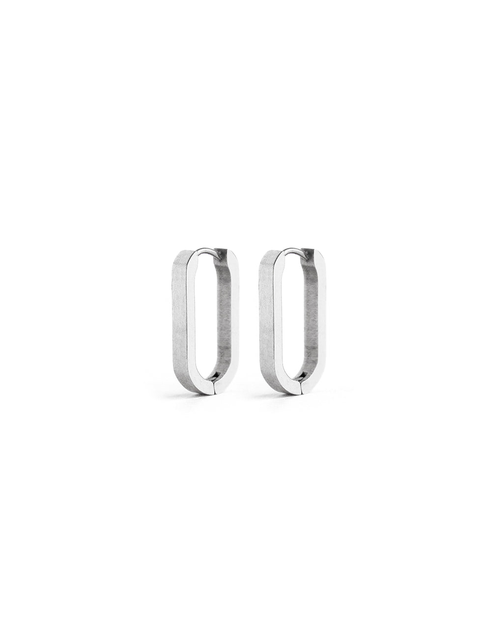 Ovio | Silver Flat Oval Hoop Earrings