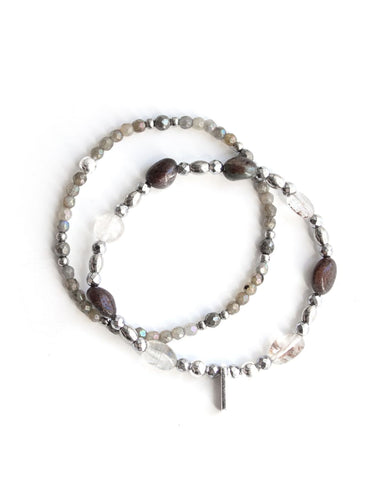 Sixteen | Silver Multi-Strands Stones Bracelet