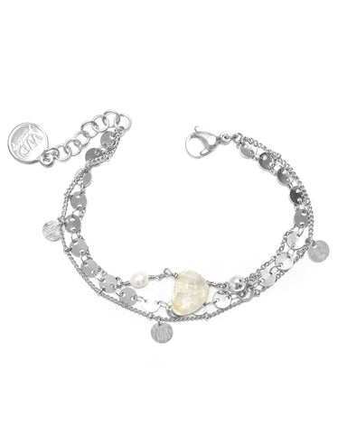 Sixteen | Silver Multi-Strands Stones Bracelet