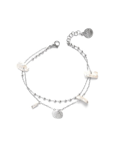 Shelly | Gold Pearl & Shell Anklet