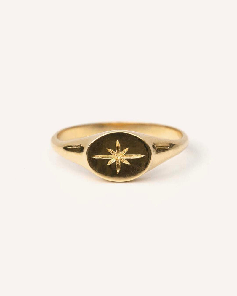 Sirius | 10K Solid Gold Signet Star Ring