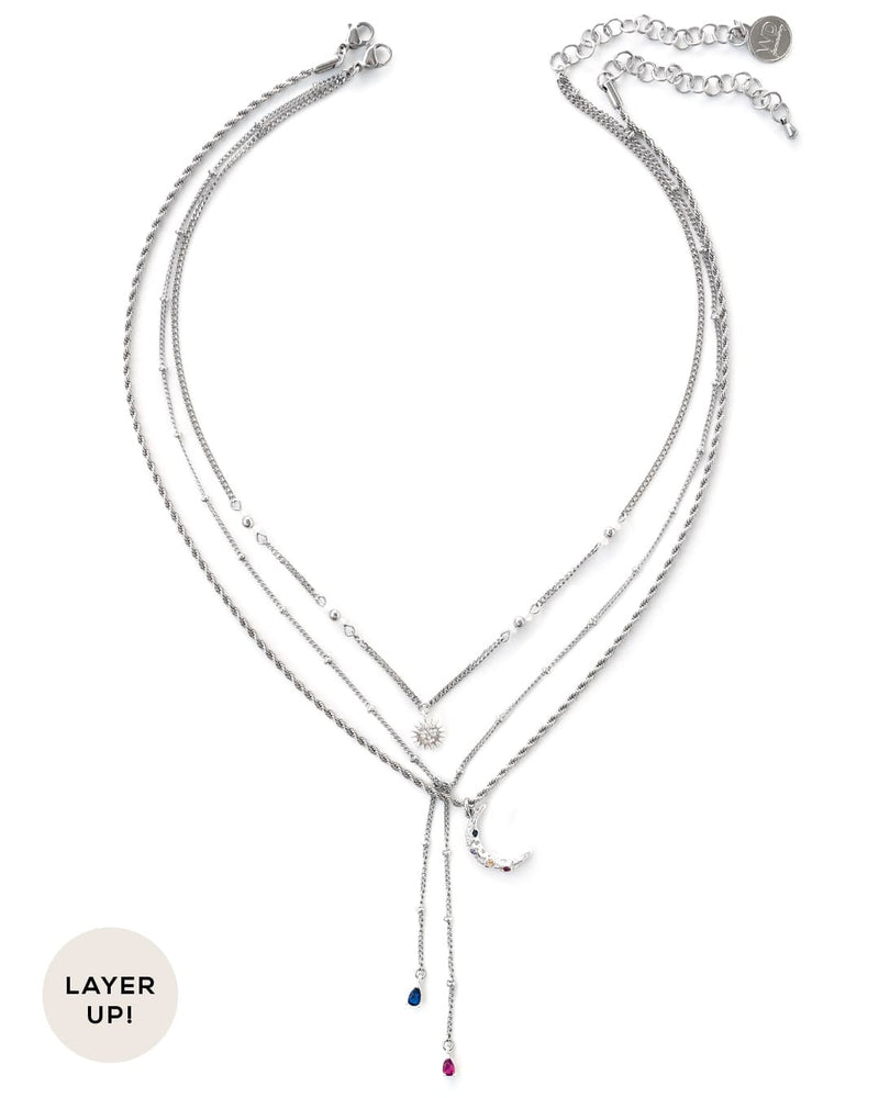 Solune | Silver Sun & Moon Necklace Set