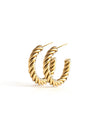 Jimmy | Gold Twisted Rectangular Hoop Earrings