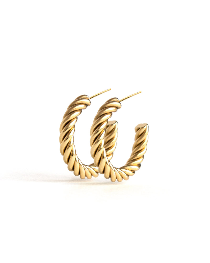 Spin | Gold Twisted hoop earrings