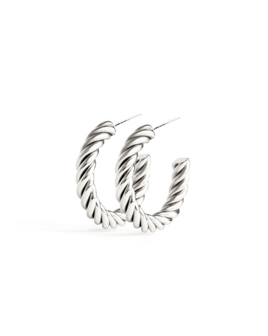 Jimmy | Gold Twisted Rectangular Hoop Earrings