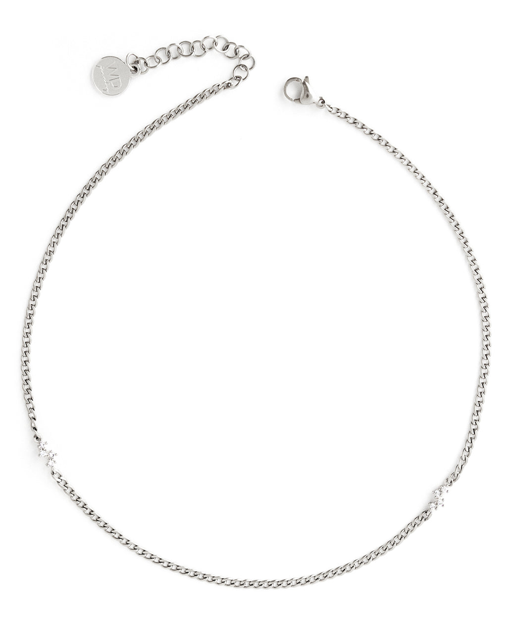 Strada | Silver Crystal And Chain Necklace