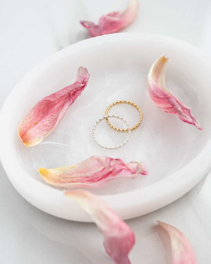 Suzy | Silver Flat Beaded Ring