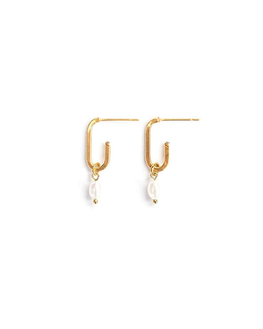 Chivor | Gold Stone And Pearl Long Earrings
