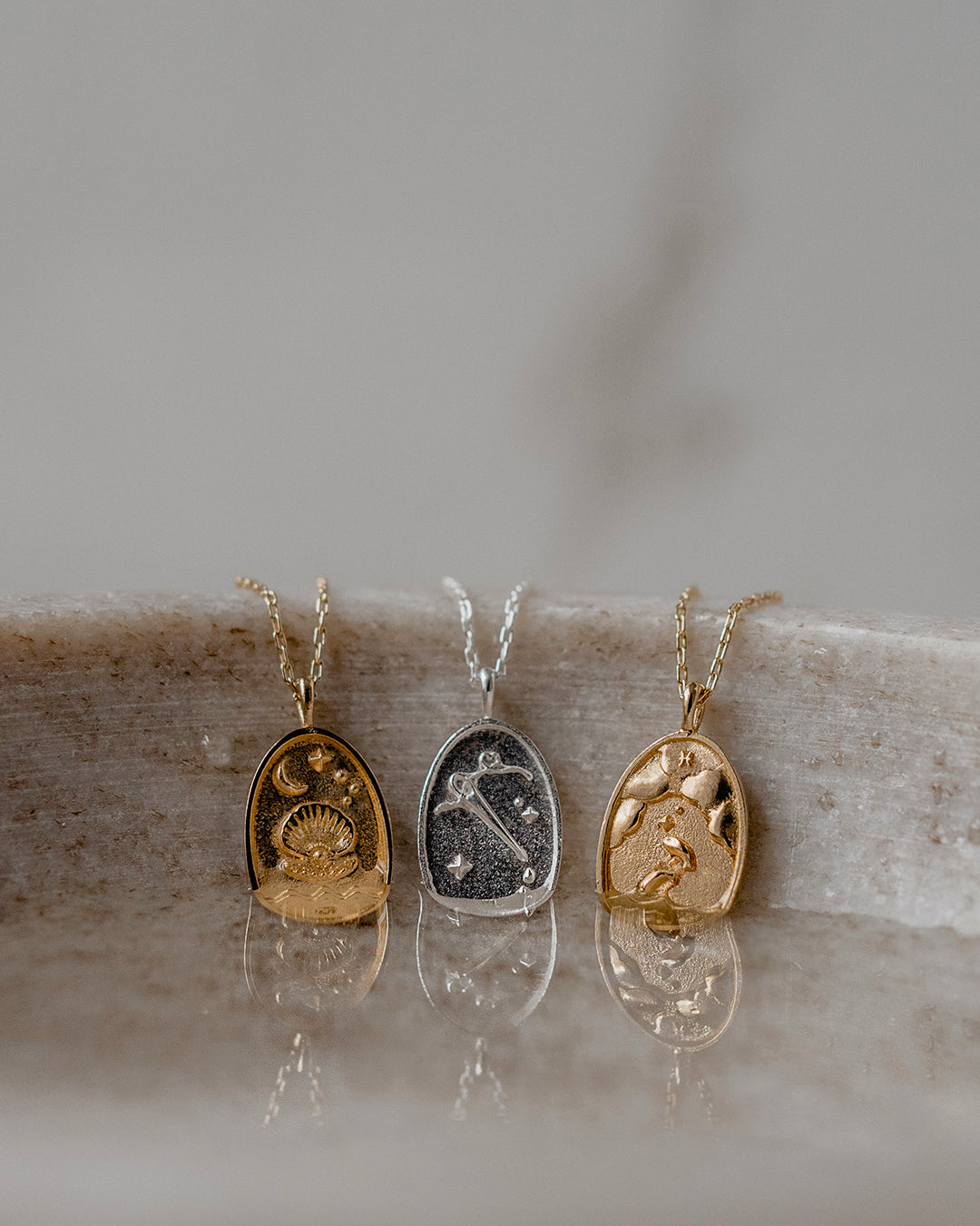 Cancer Gold Zodiac Necklace wellDunn jewelry - Main Image