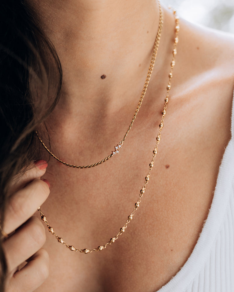 Maldon | Gold Long Beaded Link Necklace