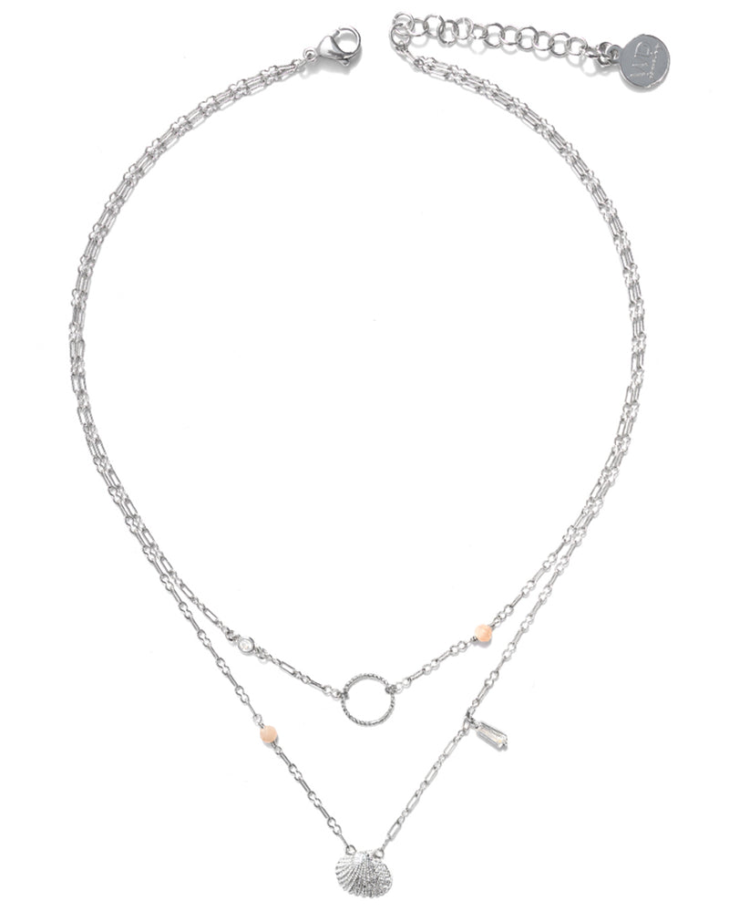 Clam | Silver Short Layered Shell Necklace