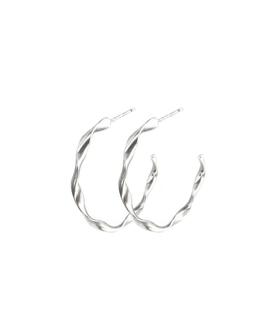 Zeta | Silver Pearl Hoop Earrings