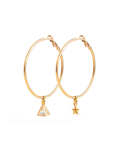 Belle | Gold Beaded Heart Hoop Earrings